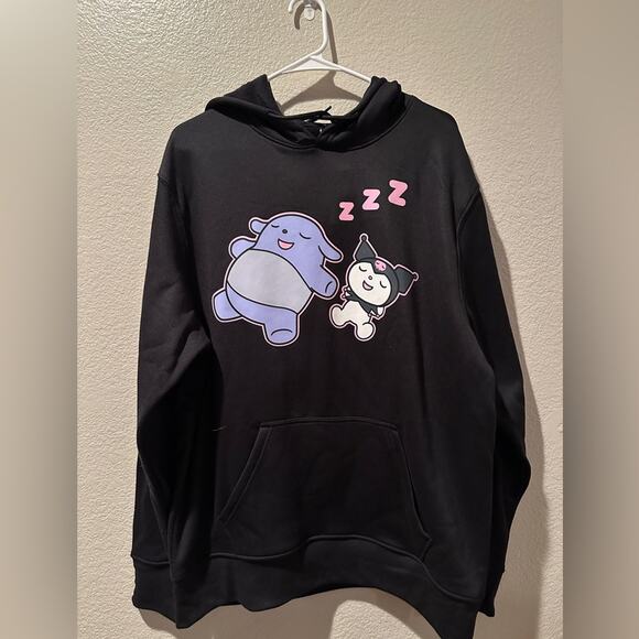 Sanrio Tops - NWOT Sanrio Hello Kitty Kuromi & Baku front & back graphic black hoodie sz L